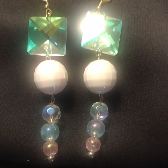 love, Savvy Handcrafted AB Crystal and Beaded Dangle Earrings - Picture 2 of 3